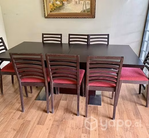 Comedor expansible, 8 sillas tapiz felpa