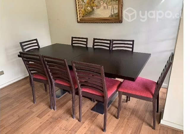 Comedor expansible, 8 sillas tapiz felpa
