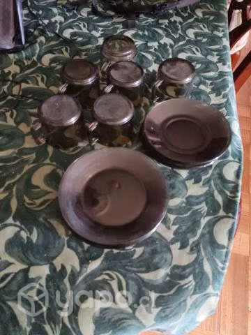 Loza futura humo, set de plato, taza y platillo