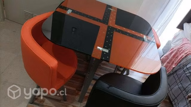 Comedor ¡ Nuevo ! Negro,naranja con detalle dorads
