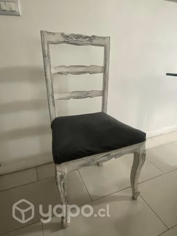 Set de 5 sillas en madera envejecida blanca