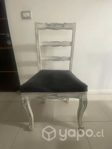 Set de 5 sillas en madera envejecida blanca - Imagen 3