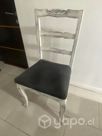 Set de 5 sillas en madera envejecida blanca - Imagen 2