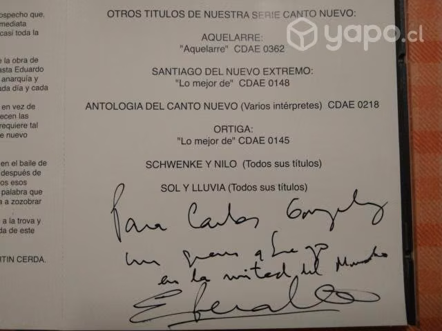 Mc100: cd autografiado eduardo peralta