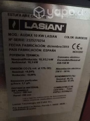 estufa a pellet lasian audax 10 kw