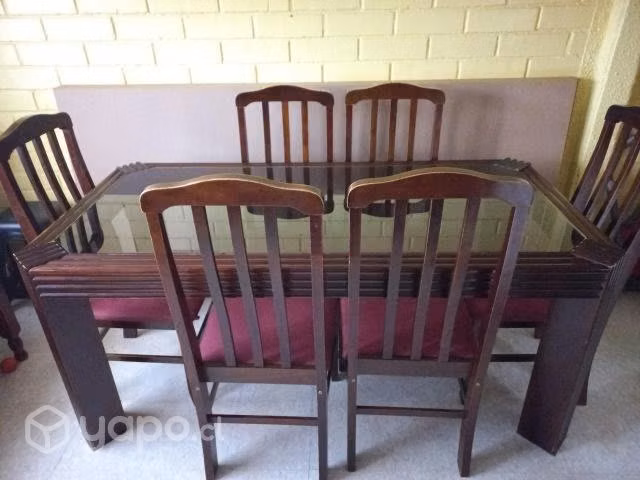 Comedor 6 sillas mesa de vidrio. Usado - Imagen 2
