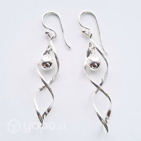 Aros Plata 925 Espiral con Esfera