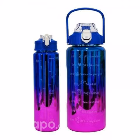 Pack botella de agua motivacional 2 litros + botel