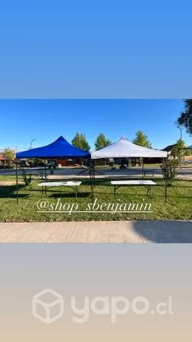Toldo plegable tipo Araña de 3x3 mts blanco y azul
