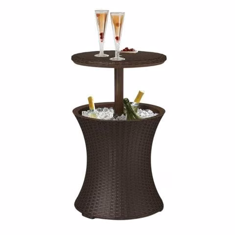 Mesa Cooler Simil Rattan Terraza 2 en 1 19 Litros