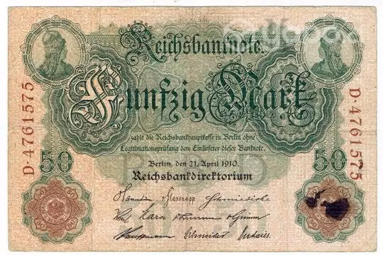 Billete de Alemania, 50 marcos, 1910