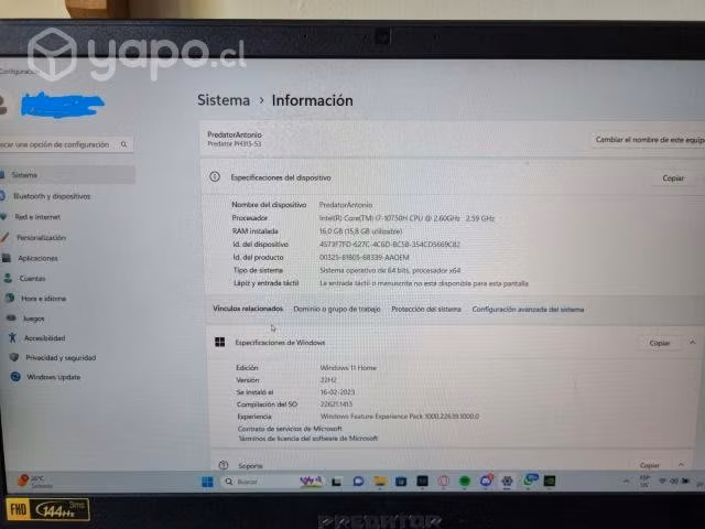 Notebook Gamer Predator helios 300 - Imagen 3