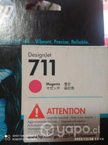 Tinta hp 711 colores originales de 29ml