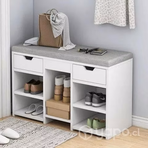 Zapatera Blanca Puff Organizador De Zapatos Madera