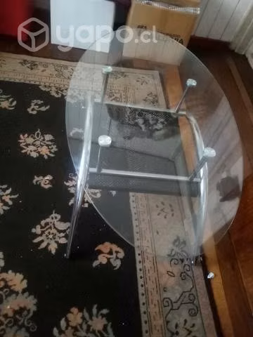Mesa Centro vidrio ovalada, soportes cromado