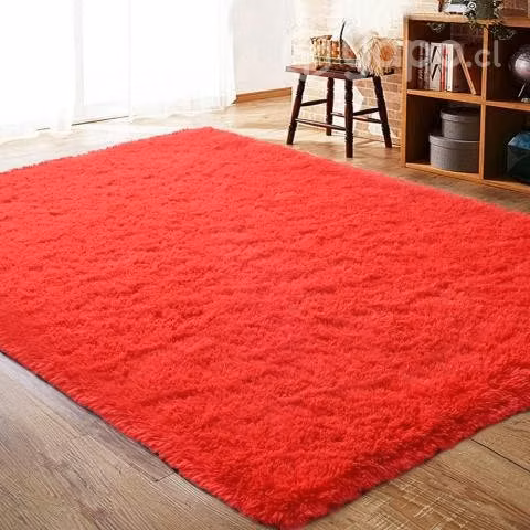 Alfombra peluda rojo liso de 180x200