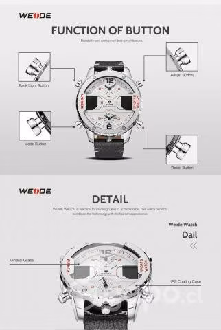 Reloj WEIDE alarma semana reloj para hombre 3 time