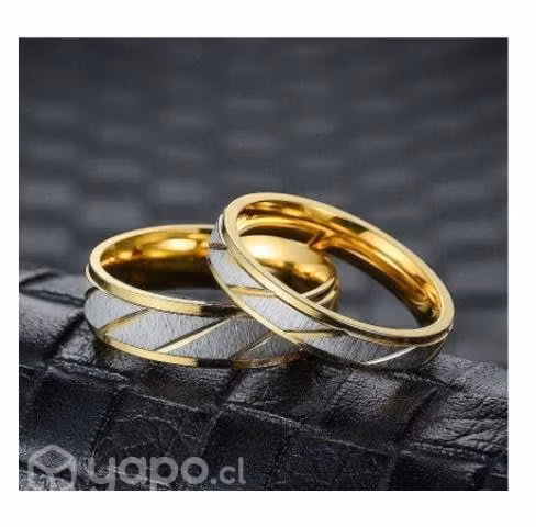 Anillo Titanio Pareja Compromiso Dama Dorado Plate