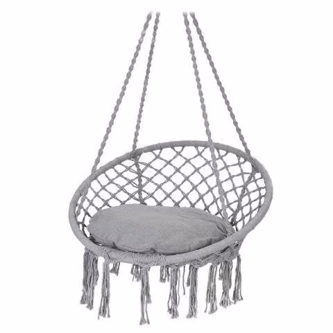 Hamaca Silla Columpio Algodón Gris 80 x 70 cm