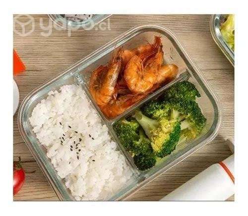 Taper Tupper De 3 Divisiones Vidrio Para Comida - Imagen 4