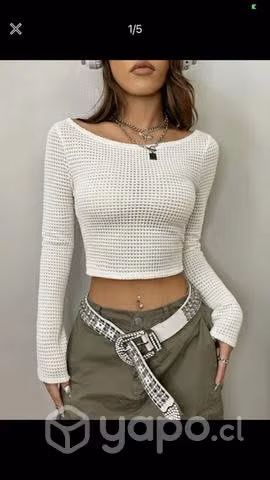 Top beis cuello largo