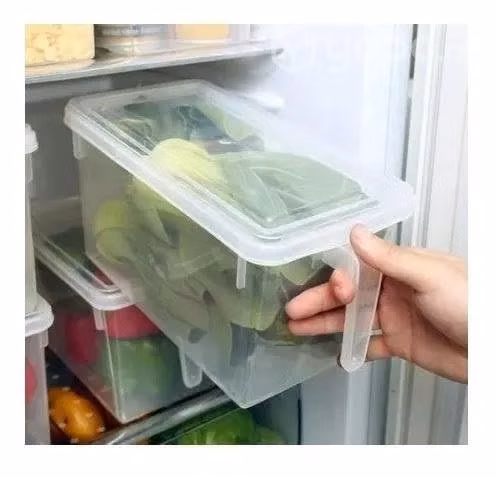 Organizador Refrigerador Transparente Con Tapa Y M