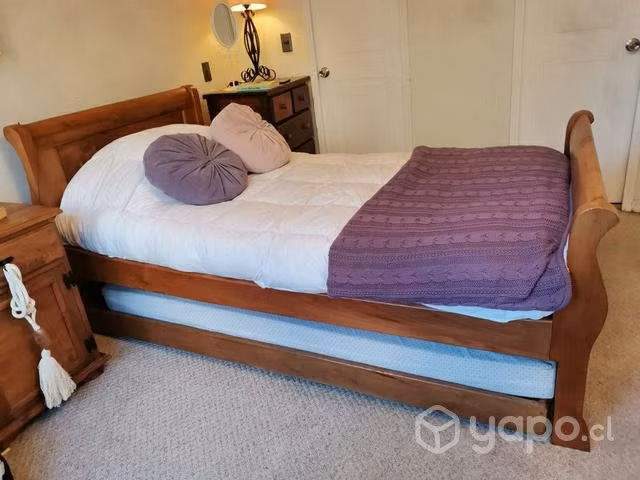 Cama cuja nido 1,5 plazas, velador y cómoda
