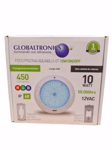 Foco piscina rgb 180x38 10w 12vac