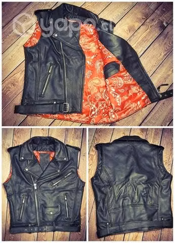 Chaqueta de cuero sin mangas