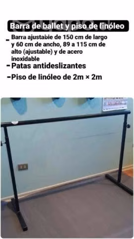 Barra de ballet y piso de linóleo