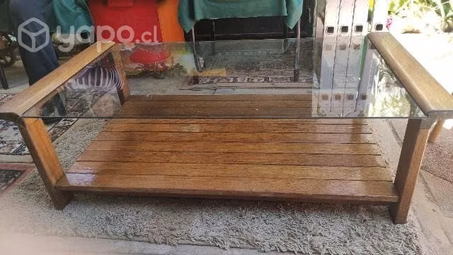 Mesa de centro de madera con vidrio - Imagen 2