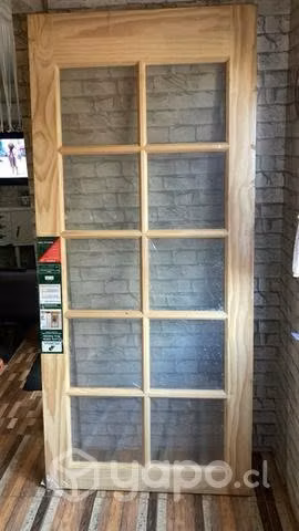 Puerta pino 90x2 mt 10 vidrios