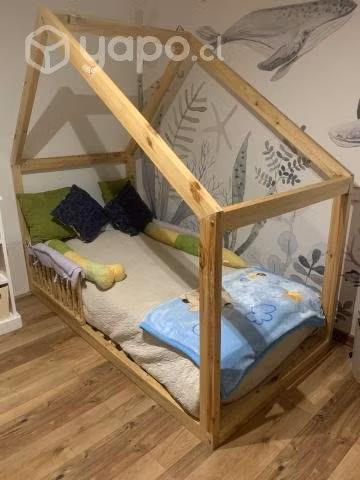 Cama con forma de casa, Montessori, 1 plaza