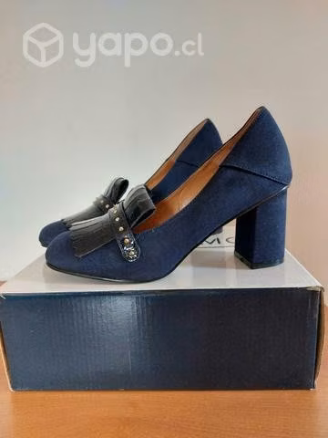 Zapatos taco formales azul 37 - Imagen 3