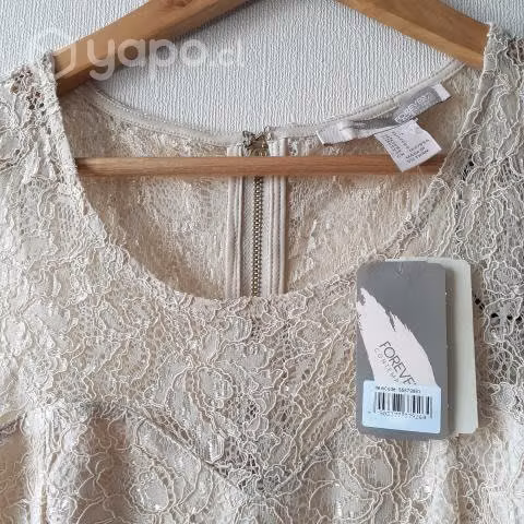 Blusa polera encaje beige Forever21 S NUEVA