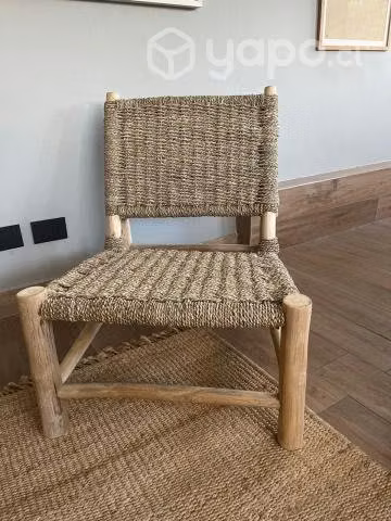 Poltrona Asiento de Madera con asiento de Rafia Ma - Imagen 2