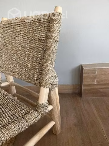 Poltrona Asiento de Madera con asiento de Rafia Ma - Imagen 3