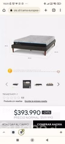 Cama 2 plazas marca Cic