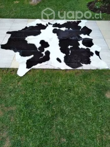 Fina alfombra blanca/negra tamaño XL curtida al cr