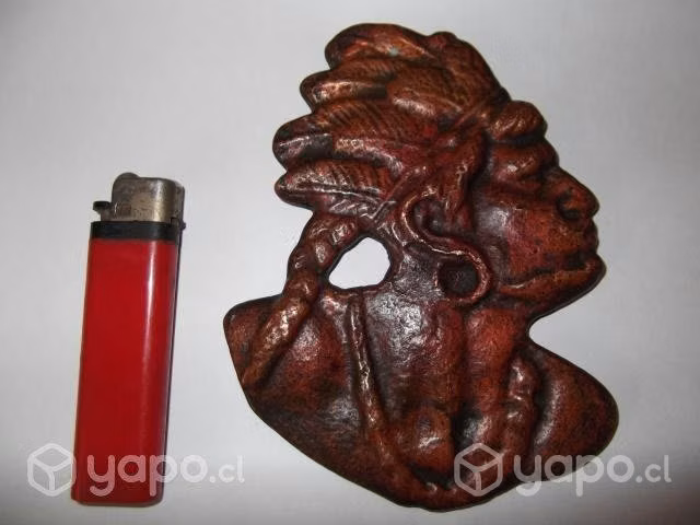 Antigua Figura De Indio En Cobre Macizo Blister