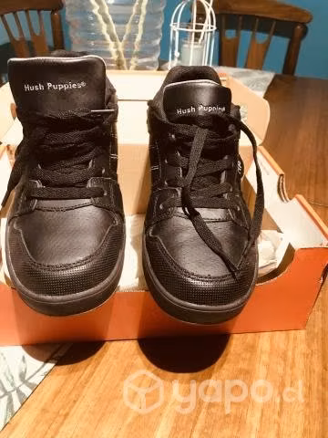 Zapatilla Colegio Niño Cuero Negra Hush Puppies