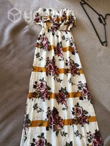 Vestido Floreado Largo Sin Tirantes