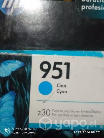 Tintas hp 951 colores originales