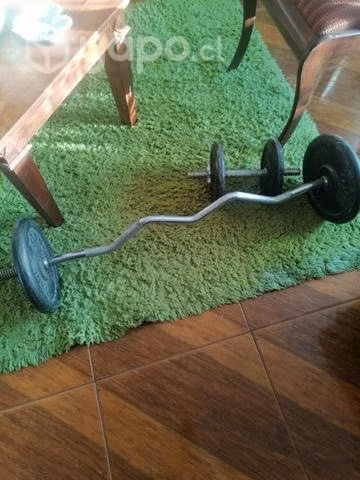 Barra W con 20kg y mancuerna con 10kg