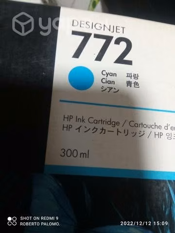 Tinta hp 772 cyan original de 300ml