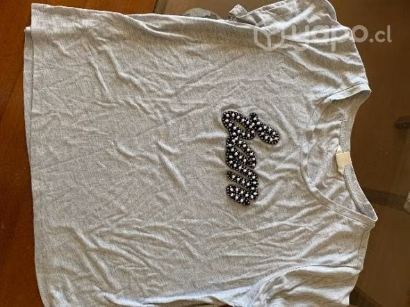 Polera con aplicaciones talla XL H&M
