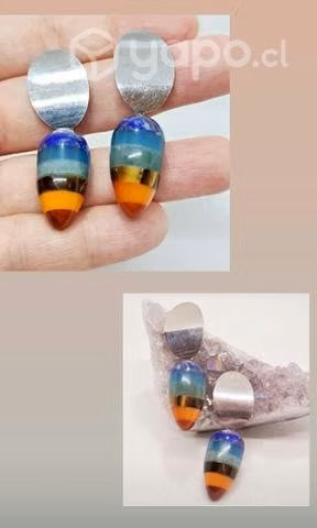 Aros Acero Quirúrgico Plateado/Piedra con 7 Chakra