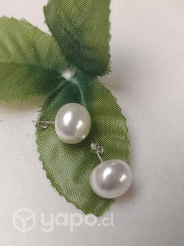 Aros perla y plata