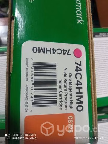 Toner lexmark 74c4hm0 magenta y colores originales