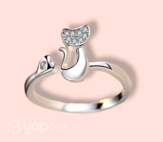 Anillo con silueta de gato ajustable